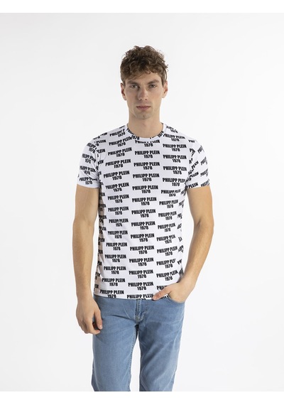 Philipp Plein Erkek T-shirt PP535P Beyaz - Siyah