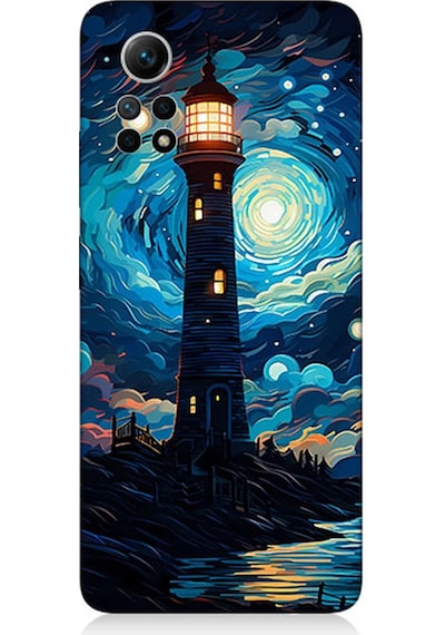 Xiaomi Redmi Note 12 Pro 4g Uyumlu Silikon Kılıf Ay Işığında Yalnız Deniz Feneri