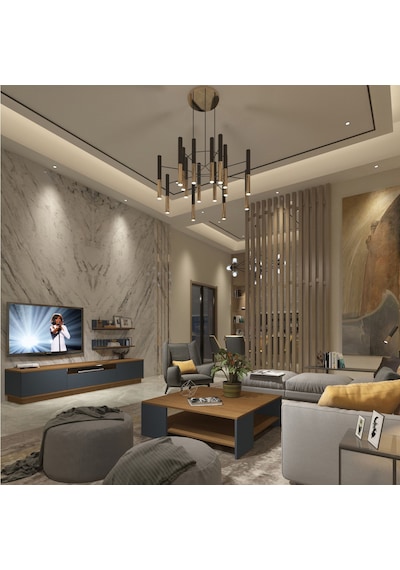 Trendstyle 4s Mdf Tv Ünitesi Ve Orta Sehpa 2'li Set - Ceviz Antrasit Ceviz - Antrasit