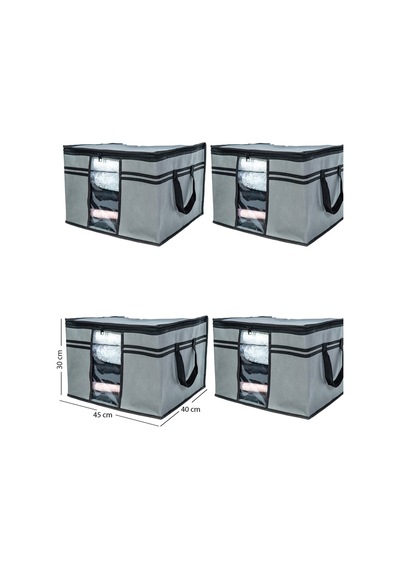 4 Adet - Pencereli Kazak Havlu Hurcu 45 X 40 X 30 Cm Ekicihome0002 Polipropilen 45 X 40 Gri Diğer