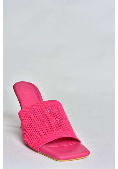 Fox Shoes Fuşya Triko Kumaş Topuklu Kadın Terlik P590033357