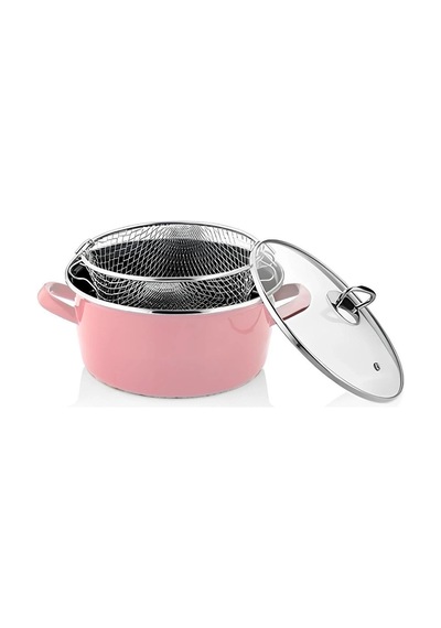 Milano Şık Pembe Kızartma Tenceresi 22 Cm 4,5 Lt Renkli