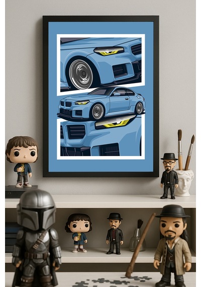 Bmw M2 Siyah Ahşap Çerçeveli Poster, Dekoratif Araba Duvar Tablosu