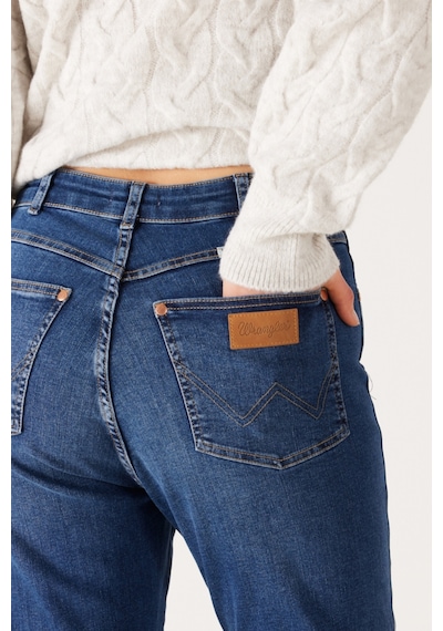 Wrangler Walker Slim Fit Dar Kesim Yüksek Bel Dar Paça Mavi Kadın Esnek Jean Denim Kot Pantolon W2HCMQ478 Mavi