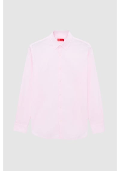 D'S Damat Ds Damat Comfort Pembe Düğmeli Yaka Rahat Kesim Keten Görünümlü %100 Pamuk Gömlek 2hc02ort64265 Pembe