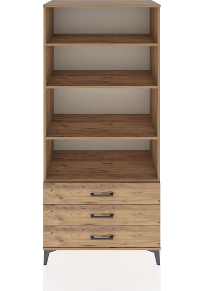 Hyperion Dolap 4 Raflı 3 Çekmeceli 88x44x195 Çam-çam Çam
