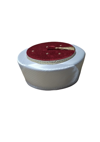 Fabrikam06 Saten Sultan Çapraz Sarık Bordo Sarık İmam Veya Cami Sarığı Özel Elyapımı Sarık 52 Cm S117 Açık Krem