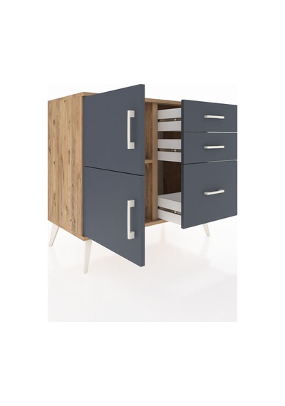 Hyperion Şifonyer Tek Raflı 3 Çekmeceli 2 Kapaklı 88x44x80 Çam-antrasit Antrasit Hyperion Şifonyer Tek Raflı 3 Çekmeceli 2 Kapaklı 88x44x80 Çam-antrasit Antrasit