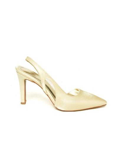 Fox Shoes U404589404 Altın Kumaş İnce Topuklu Kadın Ayakkabı Altın