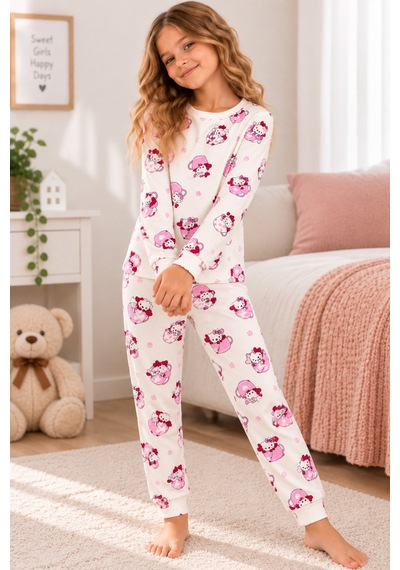 Free Beka Desenli Bisiklet Yaka %100 Pamuklu İnterlok Kumaş Kız Çocuk Uzun Kollu Pijama Takımı Çok Renkli Free Beka Desenli Bisiklet Yaka %100 Pamuklu İnterlok Kumaş Kız Çocuk Uzun Kollu Pijama Takımı Çok Renkli