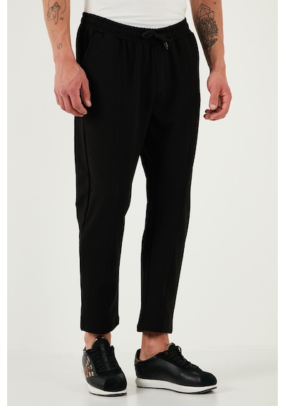 Buratti Pamuklu Regular Fit Yüksek Bel Düz Paça Çimalı Jogger Erkek Pantolon 5908058 Siyah