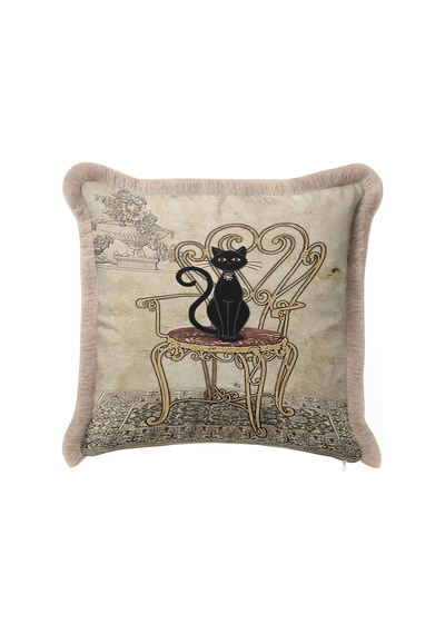 Vintage Saray Motifli Saçaklı Yastık Kılıfı-zarif Kedi Figürü Nostaljik Bej Püsküllü Kırlent Kılıfı Tozlu Duman Grisi Vintage Saray Motifli Saçaklı Yastık Kılıfı-zarif Kedi Figürü Nostaljik Bej Püsküllü Kırlent Kılıfı Tozlu Duman Grisi