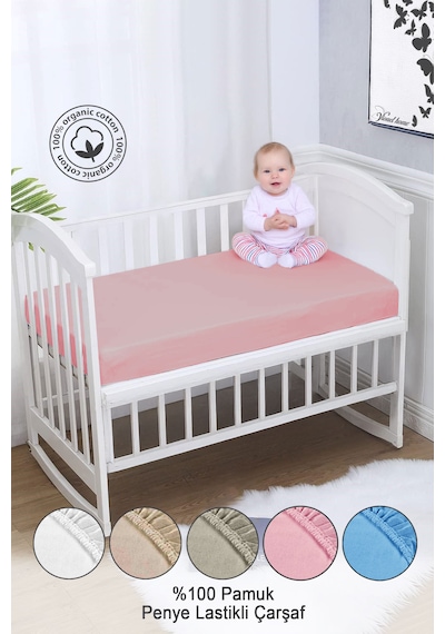 %100 Organik Pamuk Penye Lastikli Bebek Çarşafı