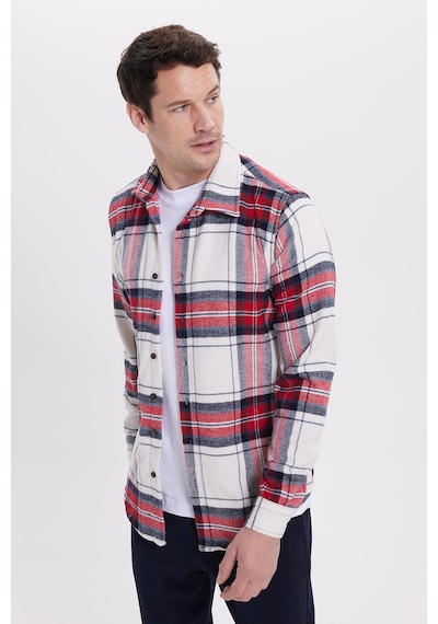 Tudors Erkek Slim Fit Dar Kesim Kareli Kışlık Oduncu Gömlek-42097 Çok Renkli
