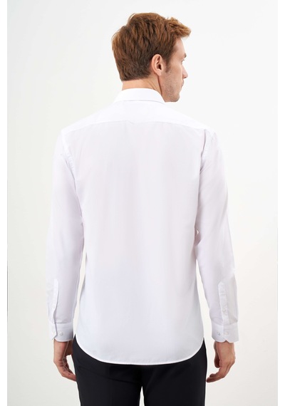 Morven Erkek Beyaz Basic Düz Desen Sert Yaka Regular Fit Gömlek 24mc004059600 Beyaz