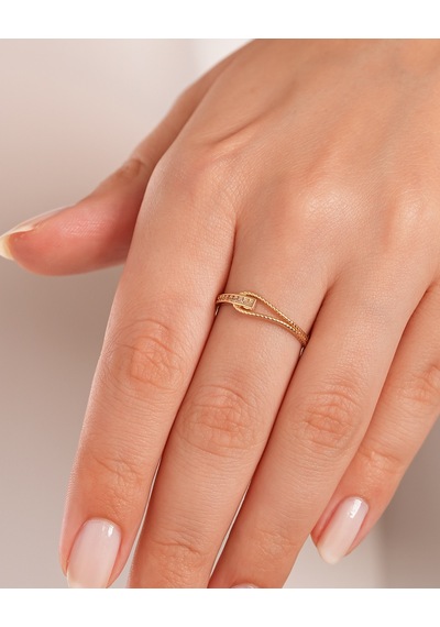 Debora Jewelry 14 Ayar Altın Taşlı Halat Model Yüzük