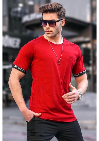 Madmext Bordo Basic Erkek Tişört Bordo