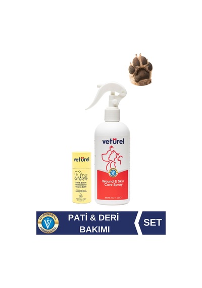 Kedi Köpek Pati Balm %100 Doğal Nemlendirici 40g + Yara Deri Yanık Hipokloröz Bakım Spreyi 300ml