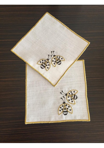 Nakışlı Kahve Yanı Sunum Peçetesi, Uğur Böceği Desenli 2' Adet