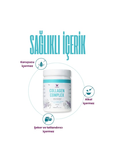 Vitisfera Collagen Complex- %100 Saf, Doğal Tip I-ııı Çift Hidrolize Kolajen Peptitleri + Trans Resveratrol İçeren Gıda Takviyesi Nötr Tat, Şekersiz