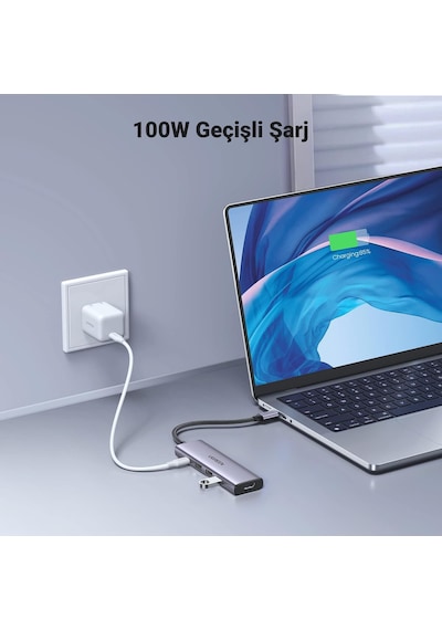 5 In 1 Usb C Hub, 4k Hdmı, Pd100w, 3usb A 5gbps, İpad Pro/air, Surface Pro/air, Macbook Pro/air, Galaxy Tab/s23/s22, Vb. İle Uyumludur.