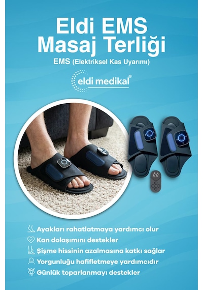 Eldi Medikal Ems Ayak Masaj Terliği - 7 Mod 15 Kademe - Rahatlatıcı Masaj Aleti