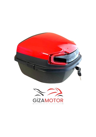 Işıklı Sırt Dayamalı Motosiklet Çantası Kırmızı 33lt
