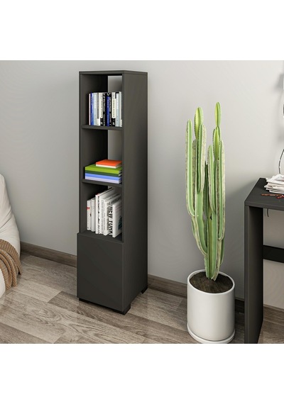 Kuzey 4 Raflı, Kapaklı Minimal Kitaplık, Antrasit Diğer