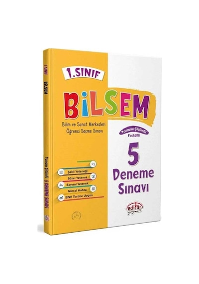 1.Sınıf Bilsem Tamamı Çözümlü 5 Fasikül Deneme Sınavı -  Editör
