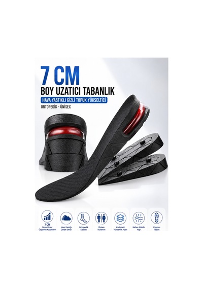 Hava Yastıklı 7 Cm Tam Boy Tabanlık Gizli Topuk Uzatıcı - 922343482