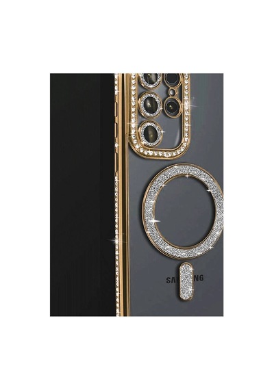 Samsung Uyumlu Galaxy S25 Ultra Kılıf Joke Simli Magneticsafe Kılıf - Gold Evimdeyokyok