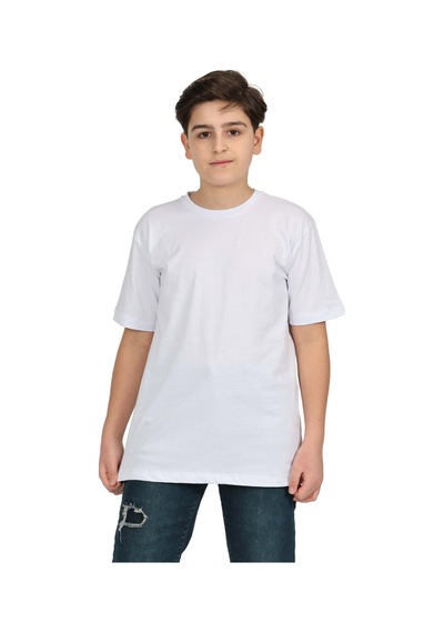 Erdem Kıds Erkek Çocuk Beyaz Düz Baskısız Kısa Kol Basic Casual-okul T-shirt Beyaz Beyaz