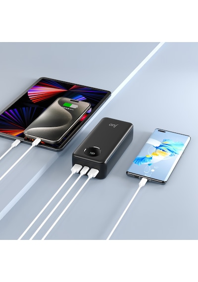 Juo MT03278 30000 mAh 22.5 W Dijital Led Ekranlı Taşınabilir Hızlı Şarj Powerbank Siyah
