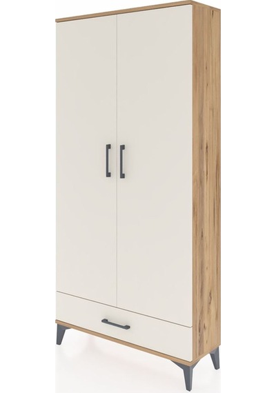 Arges Dolap Tek Raflı Tek Çekmeceli Tek Askılı 88x30x182 Çam-... Çam