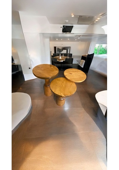 Wood Ahşap 3 Lü Set Mantar Yan Sehpa / Tik Ağacı Renk / Zigon Sehpa Tik Ağacı