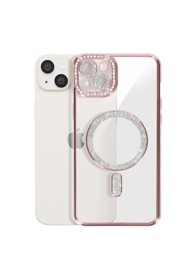 Apple İphone 15 Kılıf Joke Simli Magneticsafe Kılıf - Pembe 0.2M-Çok Renkli