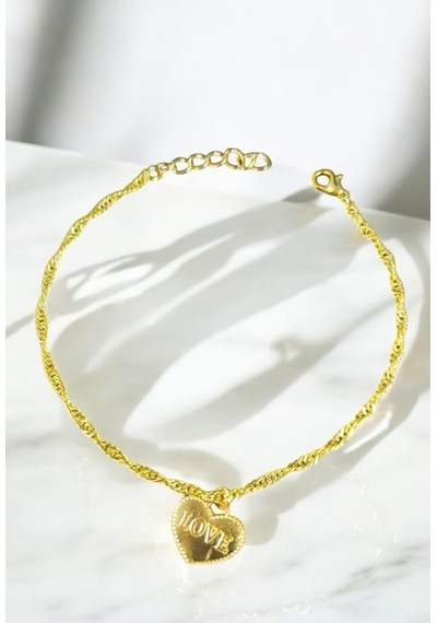 Kadın Altın Kaplama Gold Bileklik Love Yazılı Minimal Kadın Bileklik Gold