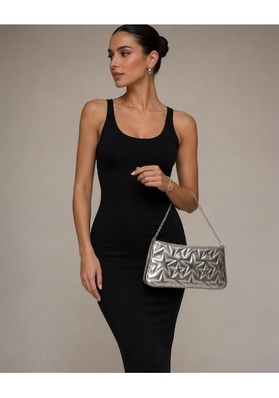 Yş Collection Yıldızlı Zincir Detaylı Kol Çanta Gümüş