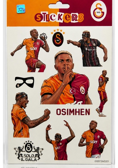 Lisanslı Galatasaray 3'lü Sticker Seti "mauro Icardi,victor Osimhen Ve Fark Var" Altın