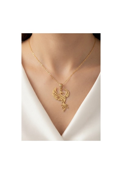 925 Ayar Gümüş Zarif Anka Kuşu Kolye.rose.gold.rodaj Renk Seçeneği