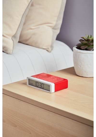 Lexon X Pantone Flip Klasik Şarj Edilebilir Alarm Saat Kırmızı