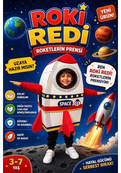 Kardinno Roki Redi Eğitici Oyuncak Karton Giyilebilir Çocuk Kostümü Etkinlik Parti Kostümü Çok Renkli