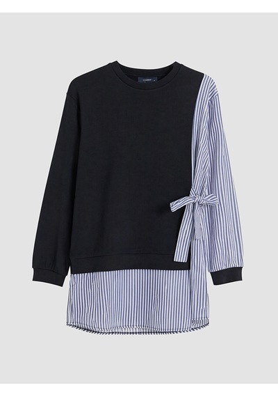LC Waikiki Lc Waıkıkı Lacivert Çizgili Kadın Sweatshirt Tunik