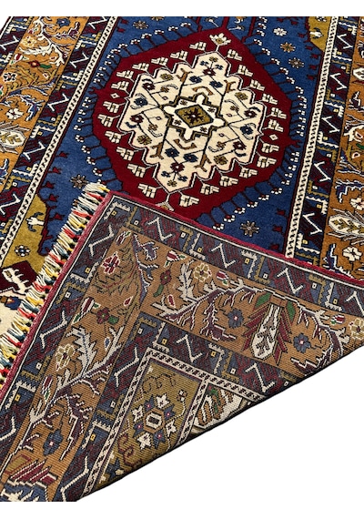 El Dokuma Sıfır Büyük Yahyalı Halısı 130x240 Lacivert Krem Halı Lacivert