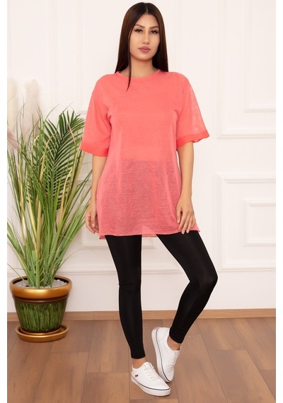Kalopya Bayan Basic Salaş Esp12 T-Shirt Pembe