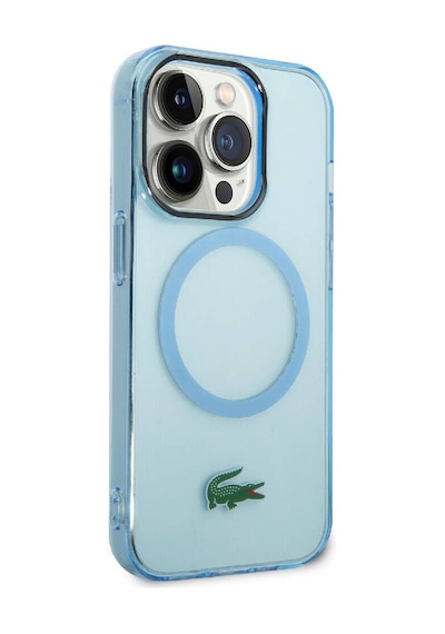 Apple Uyumlu  iPhone 15 Pro Kılıf Lacoste Lisanslı Magsafe Özellikli Transparan Timsah Logo