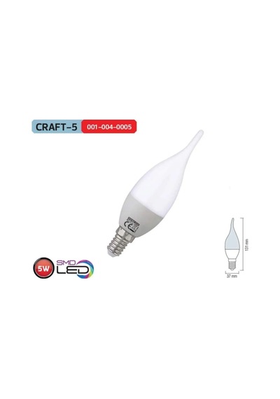 3 Adet Çok Kaliteli E14 Duy 5 Watt, 6400 Kelvin Beyaz Işık Led Ampul, Avize, Şamdan Ampulü Mum Ampul