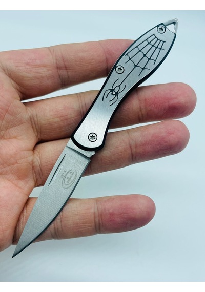 Tobaccotürk724 Metal Mini Kamp Bıçak Örümcek Ceplik Kamp Çakı //14cm-w14 Gri