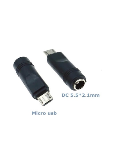 Koodmax - Micro Usb Erkek To Dc 5.5 2.1mm Dişi Soket Çevirici - Dc Güç Adaptörü Fişi Dönüştürücü