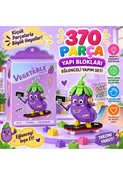 Lz-8857 Kaykay Süren Patlıcan 370 Parça Block Oyuncak